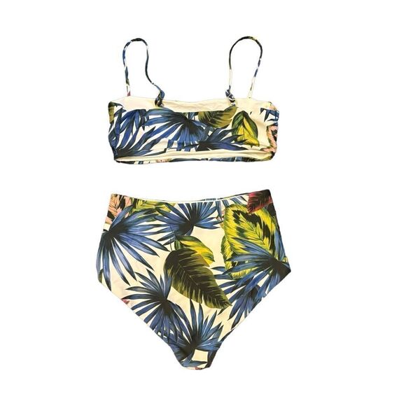 L Space NWOT Rebel Bikini Floral Leaf Multi Color 2 Piece Swimsuit M/XS Bottom - Picture 5 of 7